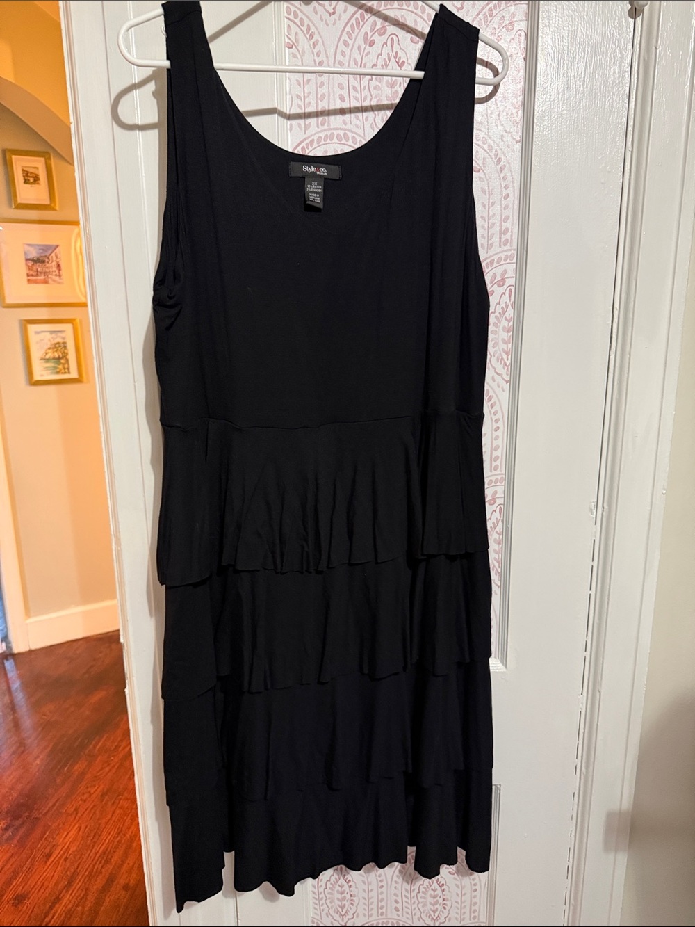 Style & Co. Black Sleeveless Tiered Ruffle Midi Dress NWOT - Picture 4 of 4